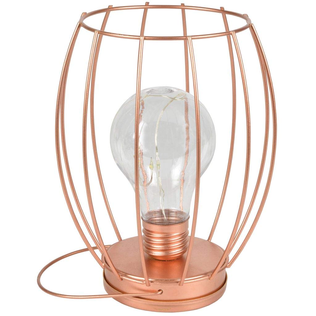 Lyyt | Decorative Basket Style Cage Light with Copper Wire Bulb | Rose Gold, Warm white