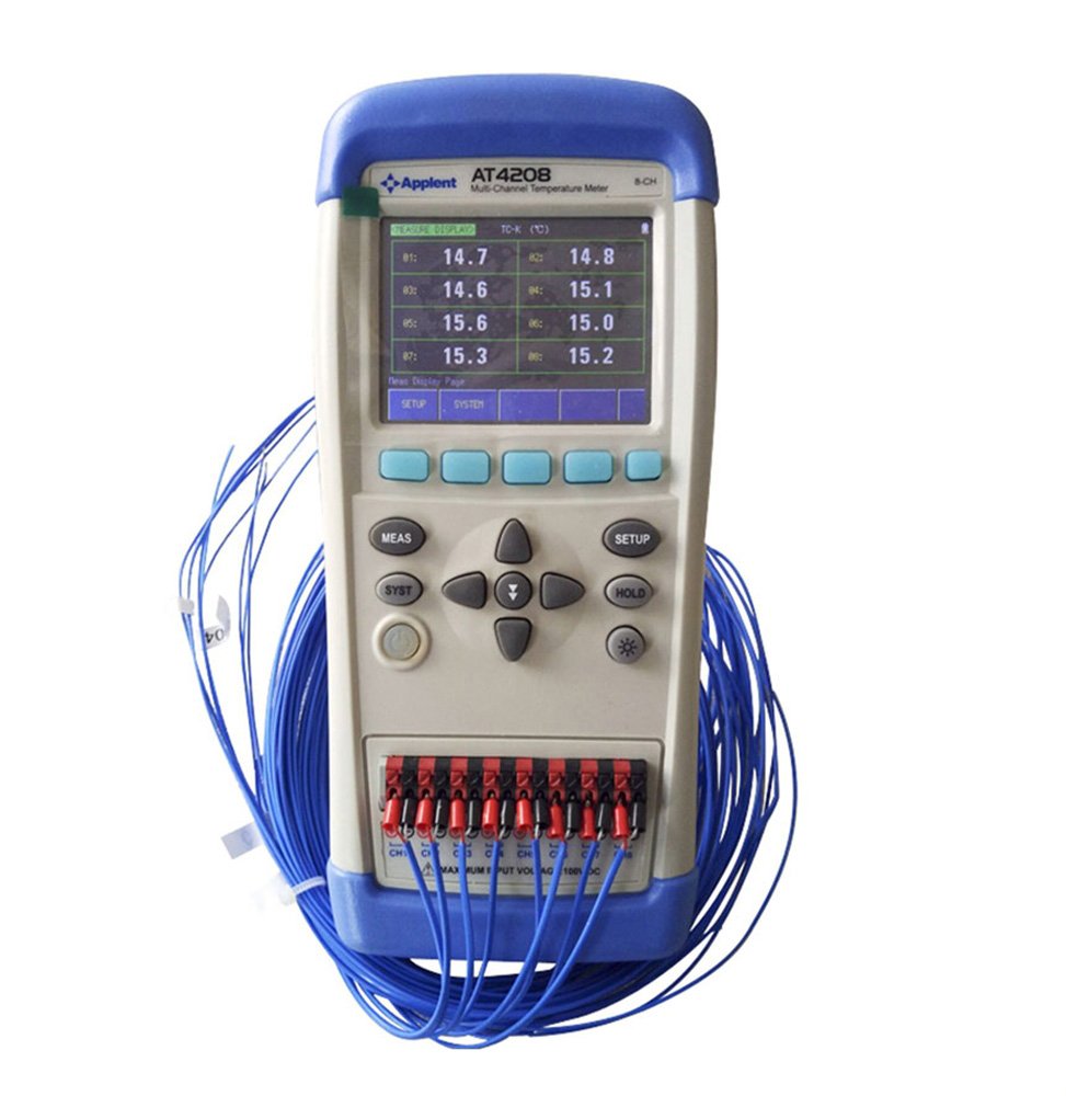 at4208 Handheld multicanal Medidor de temperatura con visualización