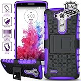 ElBolt LG G3 Vigor / G3 Mini / G3 Beat/ G3s D725 D722 Case - 3 in 1 Bundle Armor Grenade Stand Hard Gel Case - Purple with Free Ultra-Sensitive Stylus Pen and Premium Screen Protector by ElBolt TM