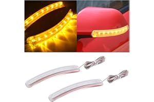 HIPOPY 2 Pcs LED Turn Signal Strip Light, Flexible Switchback Dual-Color Fork Blinkers, Waterproof Adjustable Daytime Running Tail Light Strip Kit for Car Motorcycle Snowmobile (Yellow)