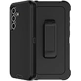 RubCase for Samsung Galaxy S24 FE Case with Belt Clip Holster, 2 x Screen Protector, Heavy Duty Military Grade Full Body Shockproof Rugged Protective Cover for Samsung Galaxy S24 FE Black