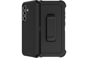 RubCase for Samsung Galaxy S24 FE Case with Belt Clip Holster, 2 x Screen Protector, Heavy Duty Military Grade Full Body Shockproof Rugged Protective Cover for Samsung Galaxy S24 FE Black