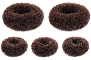 SQULIGT 5 PCS Donut Hair Bun Maker, Dark Brown Ring Style Bun Makers Set (2 Large and 3 Small)