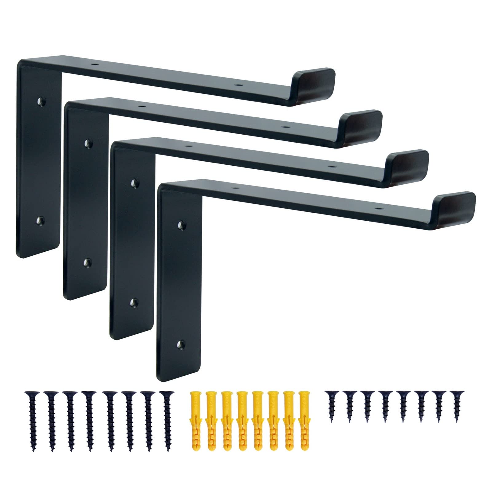 4 x Heavy Duty Scaffold Shelf Brackets 225mm - Industrial Style for 9 Inch Boards - Made from 5mm Steel - Ideal DIY Storage Solution for Living Room, Kitchen, Office, Garage