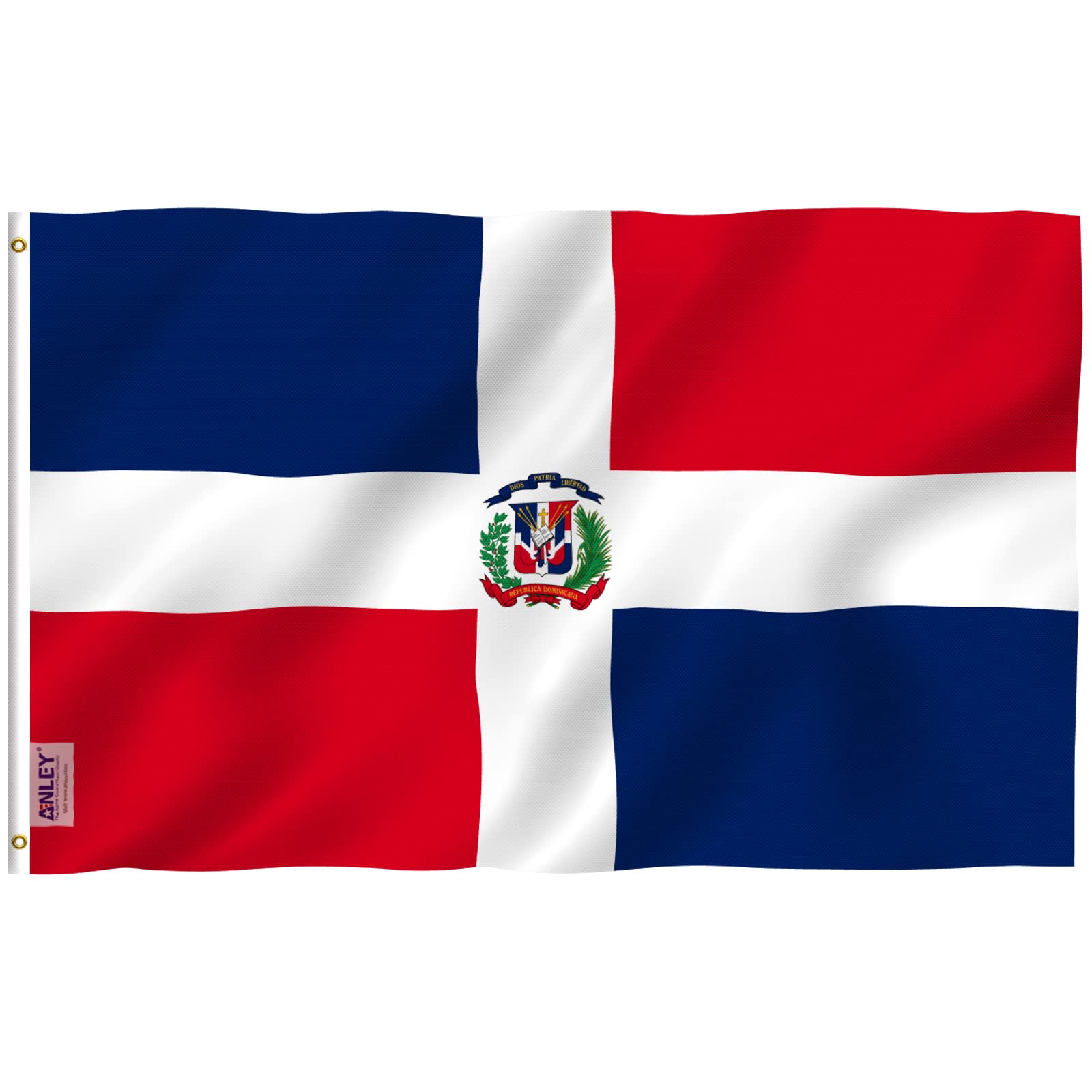 ANLEY Fly Breeze 3x5 Foot Dominican Republic Flag - Vivid Color and UV Fade Resistant - Canvas Header and Double Stitched - Dominican National Flags Polyester with Brass Grommets 3 X 5 Ft