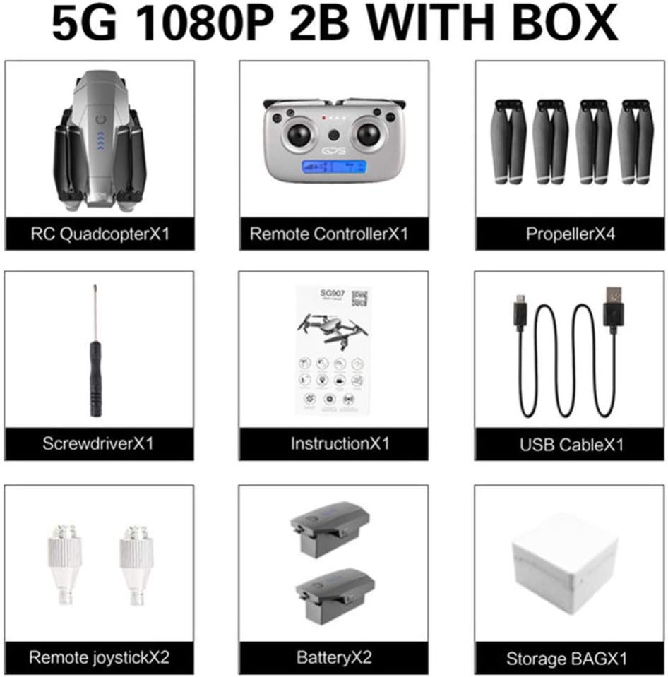 s61Ylu Mini Drone SG907 GPS Drone with 4K 1080P HD Dual Camera 5G WiFi RC Quadcopter Optical Flow Positioning Foldable Mini Drone VS E520S E58 (Foam Box 1080P Two-Battery)