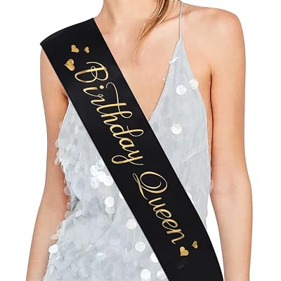CAMARILLA Happy Birthday Fashionable White Satin Sash "Birthday Girl" With Gold Lettering - 18th, 21st, 30th Birthday Party/Birthday Girls Sash White