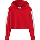 Noomelfish Girls Sparkle Long Sleeve Crop Tops Cropped Hoodies Pullover Sweatshirts (5-14 Years)