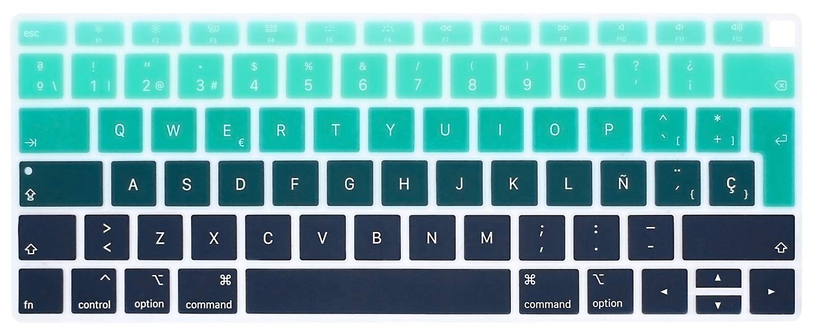 MMDW Spanish ESP Keyboard Cover Compatible with MacBook Air 2018 Release 13.3 inch A1932 with Retina Display and Touch ID Silicone Soft Protector European UK Version-Ombre Green