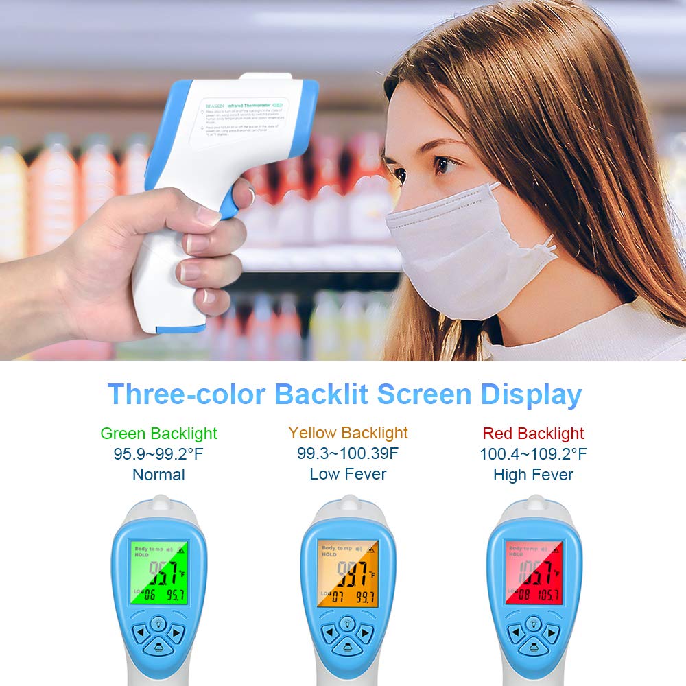 Infrared Digital Non-Contact Thermometer for Adults Forehead and Body Temperature with Fever Alarm and Memory Function: Industrial & Scientific