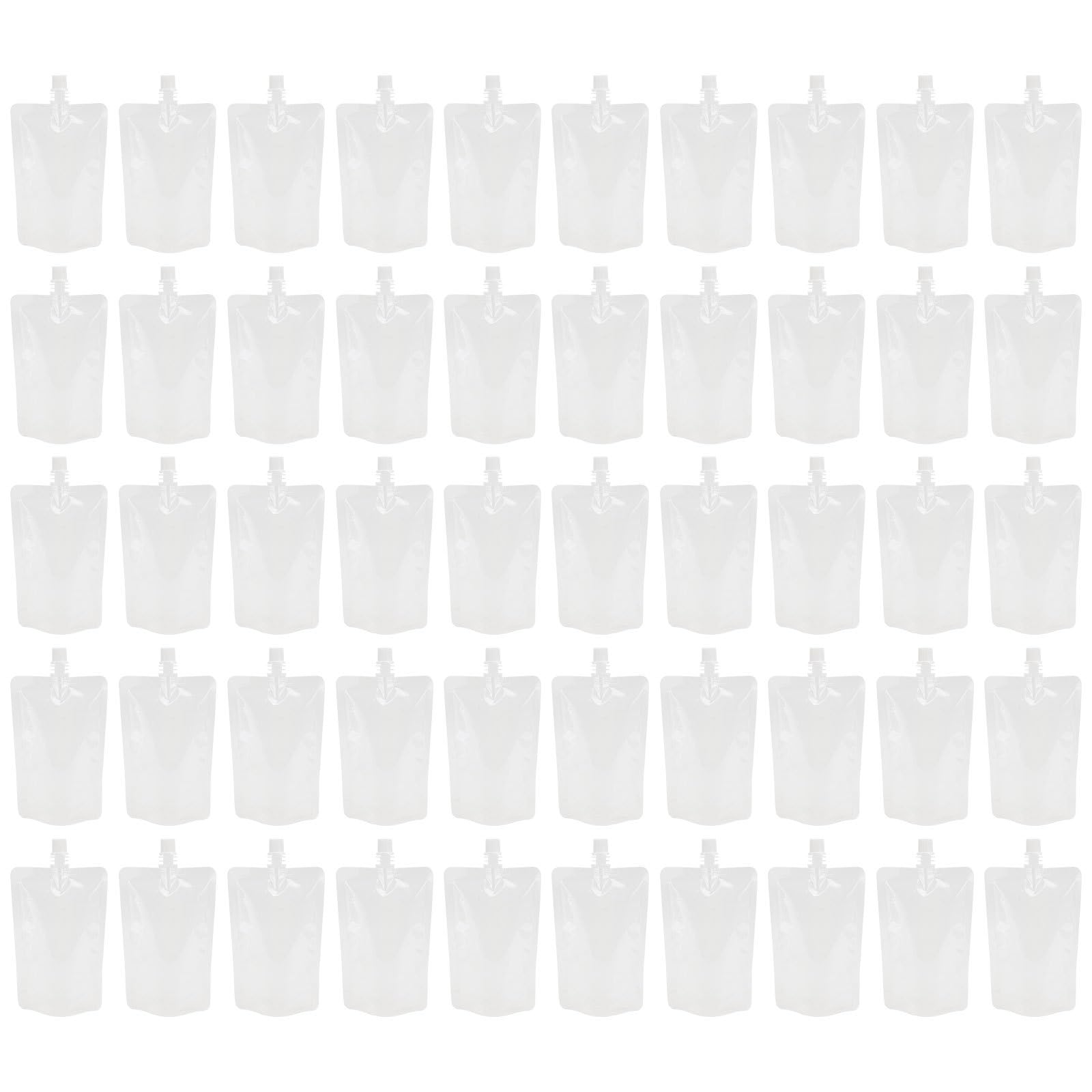 Yardwe 50pcs Transparent Beverage Flasks Portable Standing Liquor Pouch Reusable Plastic Drinks Bag with Leakproof Screw Seal for Outdoor Camping Fishing, 300ml