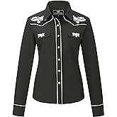 SALVAJE OESTE Women's Embroidered Western Cowboy Snap Front Long Sleeve Button Down Shirt