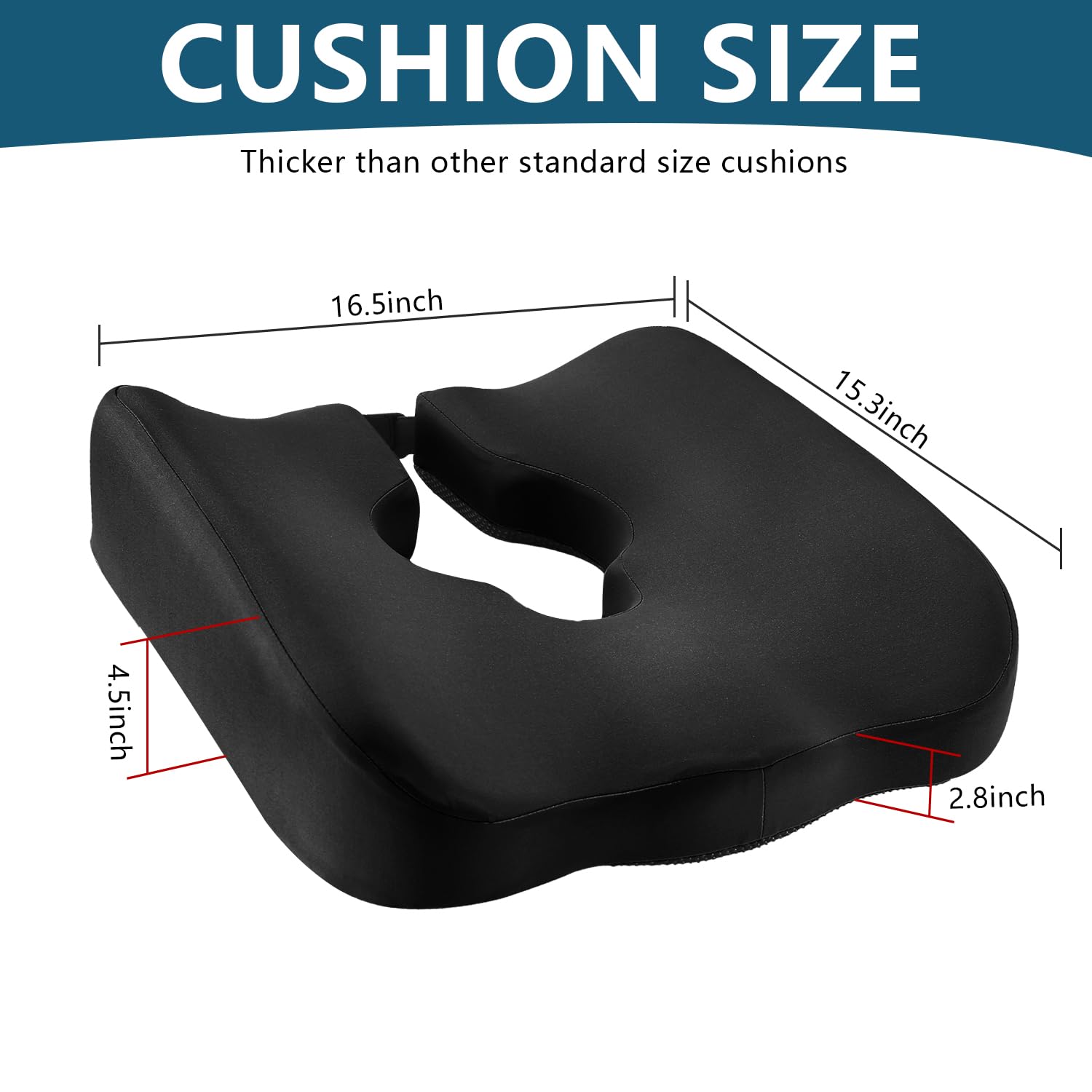 Upgraded Donut Pillow for Tailbone Pain Relief for Wheelchairs, Wheelchair Cushion for Hemorrhoids, Pressure Sores and Ulcers Pain Relief, Adjustable Wheelchair Cushion for Most Individuals (Black)