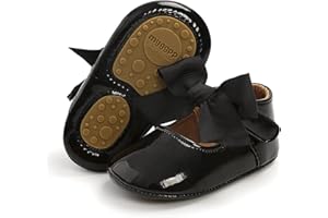 RVROVIC Baby Girls Mary Jane Flats Anti-Slip Rubber Sole Bow Toddler Princess Dress Shoes