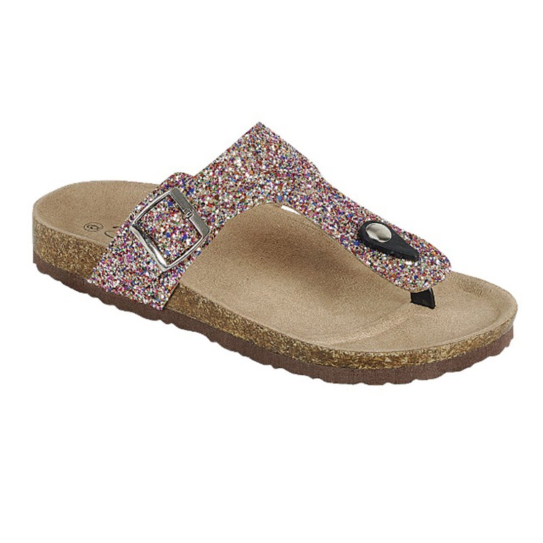 FOREVER FR20 Women's Glitter Thong Slide Flip Flop Sandals, Color:Multi, Size:7.5