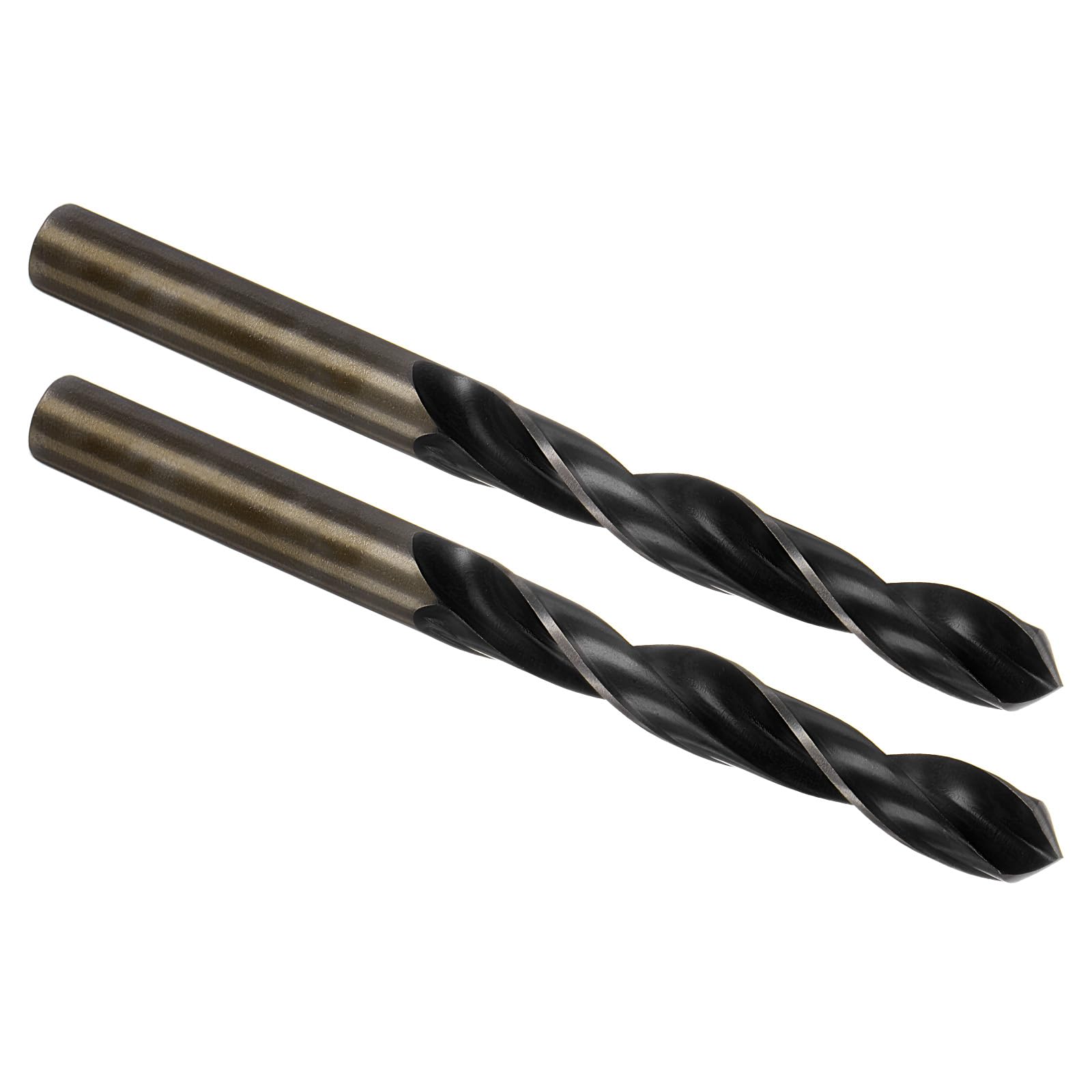 Kozelo 2PCS Twist Drill Bit - [13mm/0.51"] Titanium & Nitride Coated High-Speed Steel Round Shank Jobber Bit Set Black Gold for Metal Wood Plastic Steel Use, 90mm/3.54" Blade Length