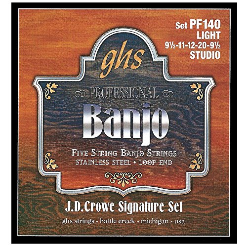 GHS Strings PF140 J.D. Crowe Signature Series (Studio), 5-String Stainless Steel Banjo Strings (.009 1/2-.020)