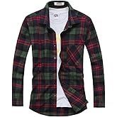 OCHENTA Men's & Boys' Long Sleeve Button Down Plaid Flannel Shirt