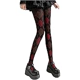 Verdusa Women's Argyle Plaid Mesh Sheer Tights High Waisted Preppy Stockings Pantyhose