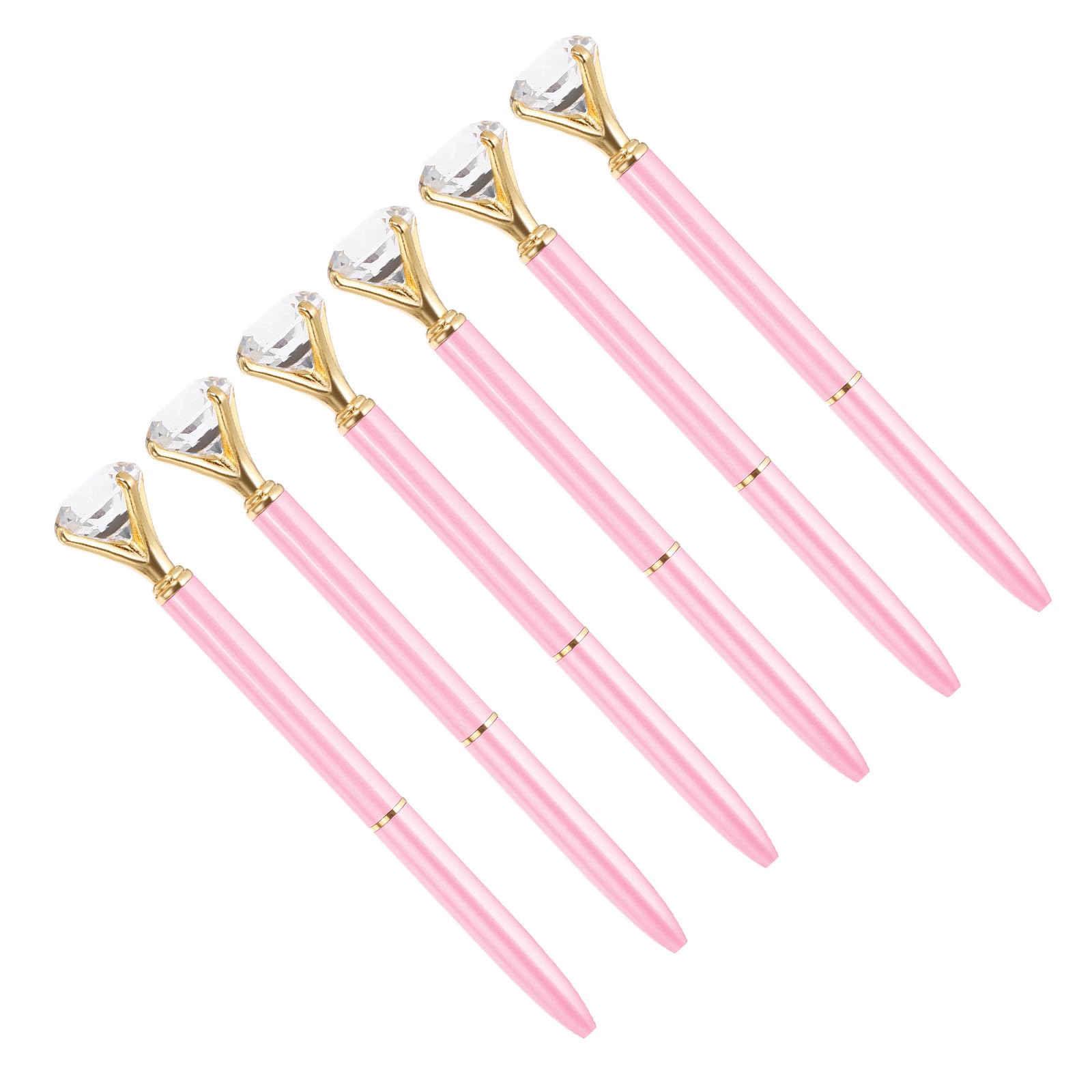 YOKIVE 6 Pcs Black Ink Ballpoint Pen with Crystal Diamond, Twist Design Metal Pen 1.0mm Medium Point Style 1, Great for Office, Studios, Writing (Pink)