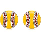 925 Sterling Silver Softball Earrings Studs for Women Sports Jewelry Softball Gifts for Player Lover Fan Coach
