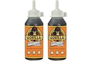 Gorilla Original Waterproof Polyurethane Glue, 8 ounce Bottle, Brown, (Pack of 2)