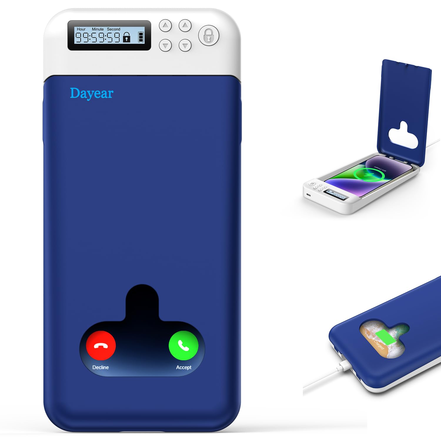 Dayear Phone Lock Box with Timer, Self-control Phone Safe, Timed Locker Box - Electronic Locker Gift for Kids, Students, Adults (Blue)