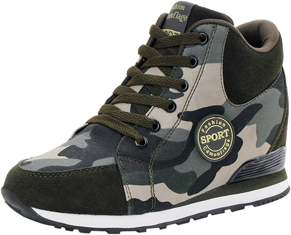 DENER❤️ Women Ladies Platform Sneakers,Canvas Camouflage Hidden Heels Wide Width Casual Walking Sports Running Shoes