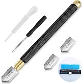 Glass Cutter 2mm-20mm, Upgrade Glass Cutter Tool, Pencil Style Oil Feed Carbide Tip for Glass Cutting/Tiles/Mirror/Mosaic.