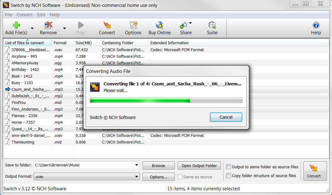 Switch Free Audio File Converter – Converts MP3, WAV, WMA, AIFF, DSS, FLAC and Many More Formats [Download] - Thumbnail 5