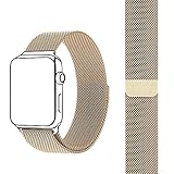 FARSIC Wrist Band for 38mm Apple Watch - Magnet Lock, No Buckle Needed, Soft, Smooth - Stainless Steel Link Bracelet Strap Replacement Wrist Band - Gold