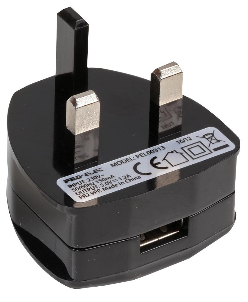 PRO ELEC PELL0094 Quick Charge, USB Mains Charger, 5V/2.4A, 9V/2A, 12V/1.5A