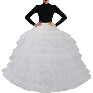 Evrreu Petticoat Skirt for Women Under Dress Tulle Ball Gown Slip 6 Hoop Crinoline Underskirt for Wedding Bridal Dress