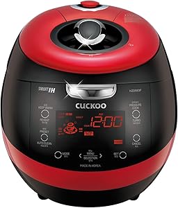 Cuckoo CRP-HZ0683FR Multifunctional and Programmable Electric Induction Heating Pressure Rice Cooker, Fuzzy Logic and Intelligent Cooking Algorithm – 6 Cups, Red