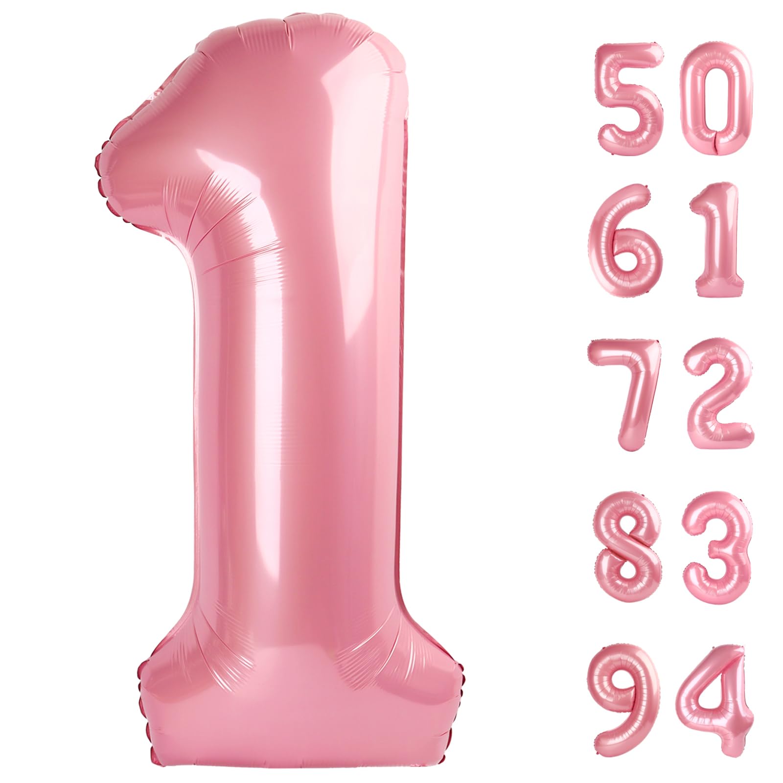 Photo 1 of 40 Inch Pearlescent Pink 1 Balloon for First Birthday, 1st Number Balloons Birthday Decorations for Girl Kids Toddler Baby, One Giant Number 1 Balloon