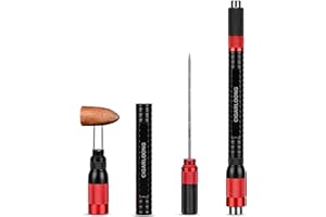 CIGARLOONG Cigar Punch 4-in-1 Draw Enhancer Tool with Double Size Cigar Punch and Stainless Steel Twin Needle Comes in Gift Box(Red Black)