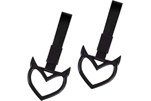 Momerch 2 Pieces Rear Bumper Warning Ring Car Mirror Hanging Ornament, Heart Shaped Handle Ring Subway Bus Handle Straps for 