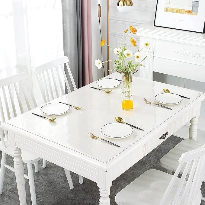 STAZWOUZZ Mantel Transparente PVC, 116×243cm PVC Manteles para Mesa, Protector de Mesa Transparente