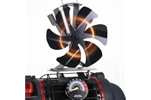Tomersun Wood Stove Fan Fireplace Fan for Buddy Heater 6 Blades Heat Powered Stove Fan for Wood Burning Stove/Log Burner/Fireplace, with Bracket