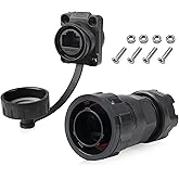 RJ45 Connector IP68 Waterproof, Industrial Cat6 Ethernet 8P8C Dual Port Aviation Plug for Home and Industrial Network Equipme