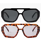 ADE WU Trendy Aviator Sunglasses for Women Men Retro Vintage Oversized 70s Thick Pilot Style Sun Glasses