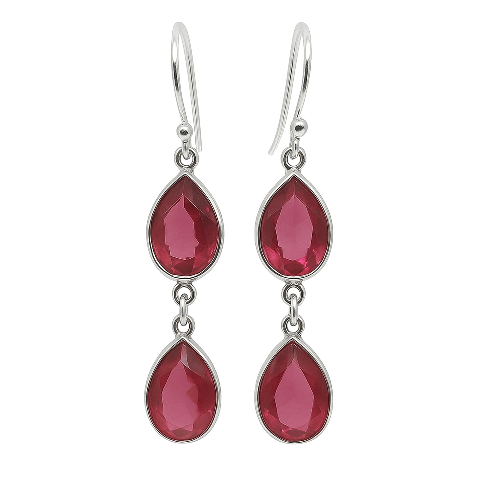 Pink Tourmaline Pear Shape Gemstone Drop Dangle Earrings For Women Authentic Gold Plated Silver & 925 Sterling Silver Fashion Jewellery Handmade By Artisans (Sterling Silver)