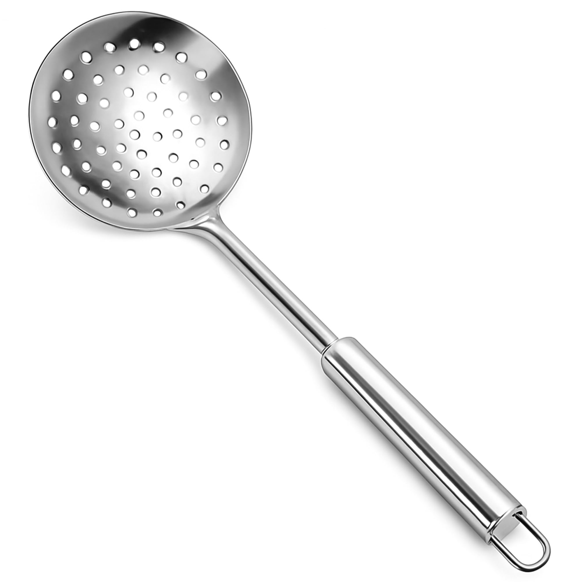 TIJAR® Stainless Steel Skimmer Slotted Spoon 38cm – Food Grade 304 Oil Strainer Ladle for Cooking, Frying – Durable Rustproof Kitchen Utensil with Comfortable Ergonomic Handle, Dishwasher Safe