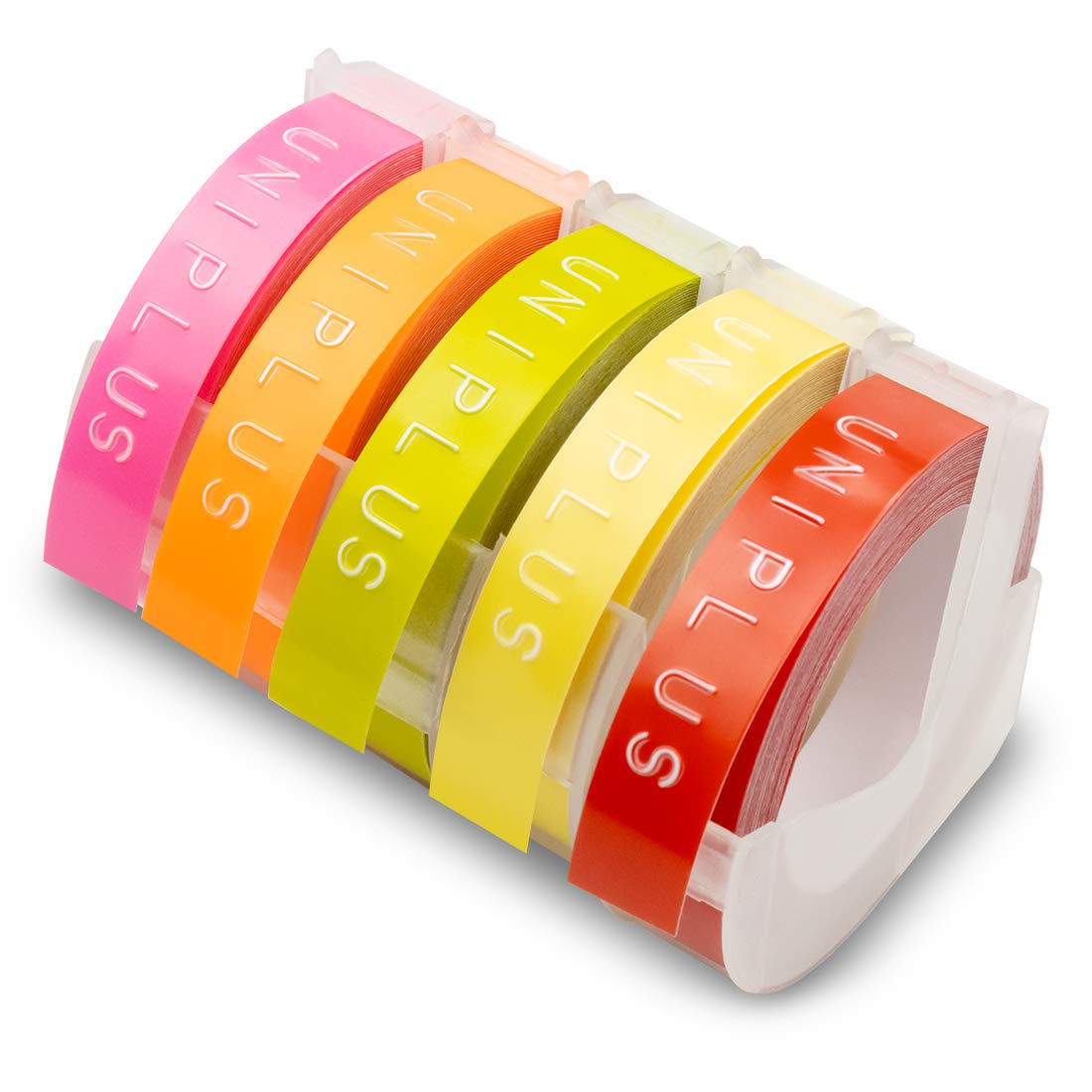 UniPlus Compatible 3D Embossing Label Tape Replacement for Junior Embossing 9mm 3D Omega S0717930 Junior S0717900 E-101 E-303 E-202 Label Maker, 5-Rolls
