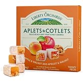 Liberty Orchards Original Aplets &amp; Cotlets - Gourmet Chewy Snack in Gift Box, Gluten Free, Lokum with Nuts, Apricot Walnut Vegan Turkish Delight Candy 10 Oz