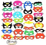 28 Pack Superhero Party Masks Favors Felt Mask- Party Supplies, Dress up, Birthday Party, Children's Masks, Pretend Play, Unisex masks for Children Aged 3+