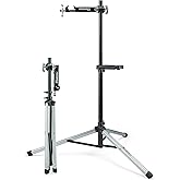 Feedback Sports Sport Mechanic 2.0 Bike Repair Stand With Tool Tray | Strong, lightweight aluminum/steel hybrid frame with spinner knob clamp for stable support; Compact Tool Tray included.