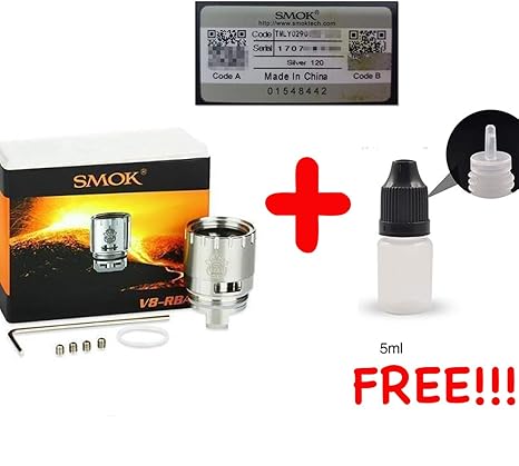 [100% Authentisch 1er Pack Verdampferköpfe SMOK SMOKTECH TFV8 V8 RBA 0.28 ohm + 1 FREI DansLesVapes eliquid Leere Flasche 5ml