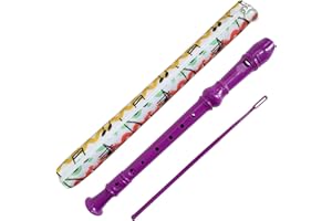 Utmiko Descant Soprano 8 Hole Recorder with Recorder Case Bag Cleaning Stick, Musical Instruments Flute For Kids and Adults (Purple)