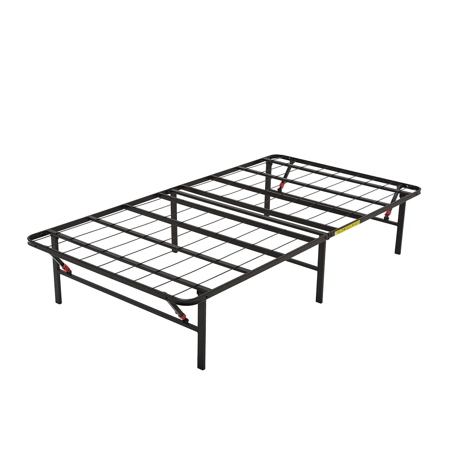 Photo 1 of Amazon Basics Bed Frame with Storage, Foldable Metal Platform, Sturdy Steel, No Box Spring Needed, 14-inch High, Tool-Free Setup, Twin Size, Black